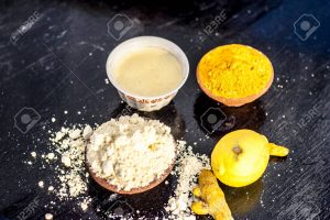 Use Gram Flour, Chandan, and Turmeric Powder for full skin whitening