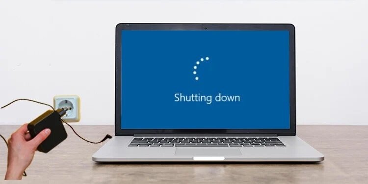 shutting down and unplugging the laptop