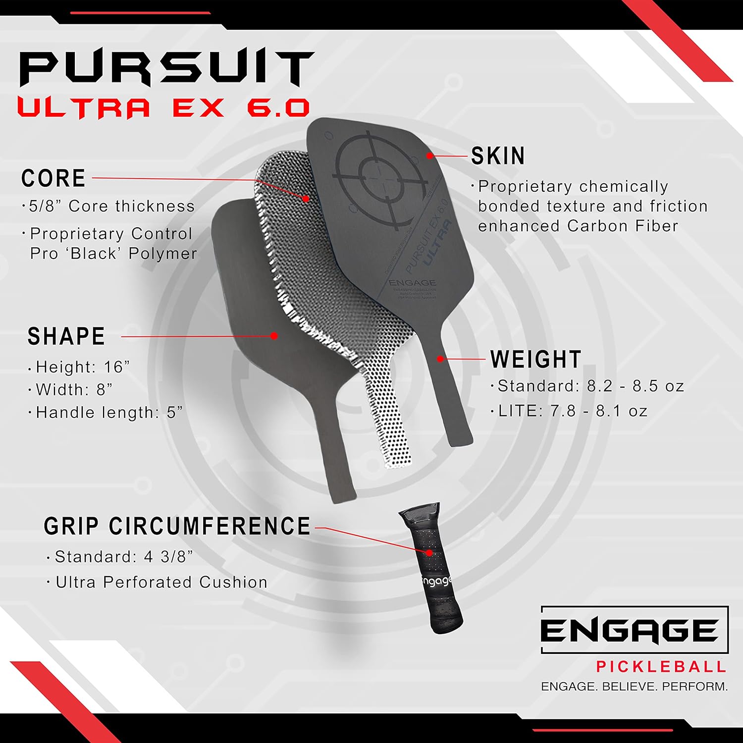 Engage Pursuit MX 6.0 Pickleball Paddle